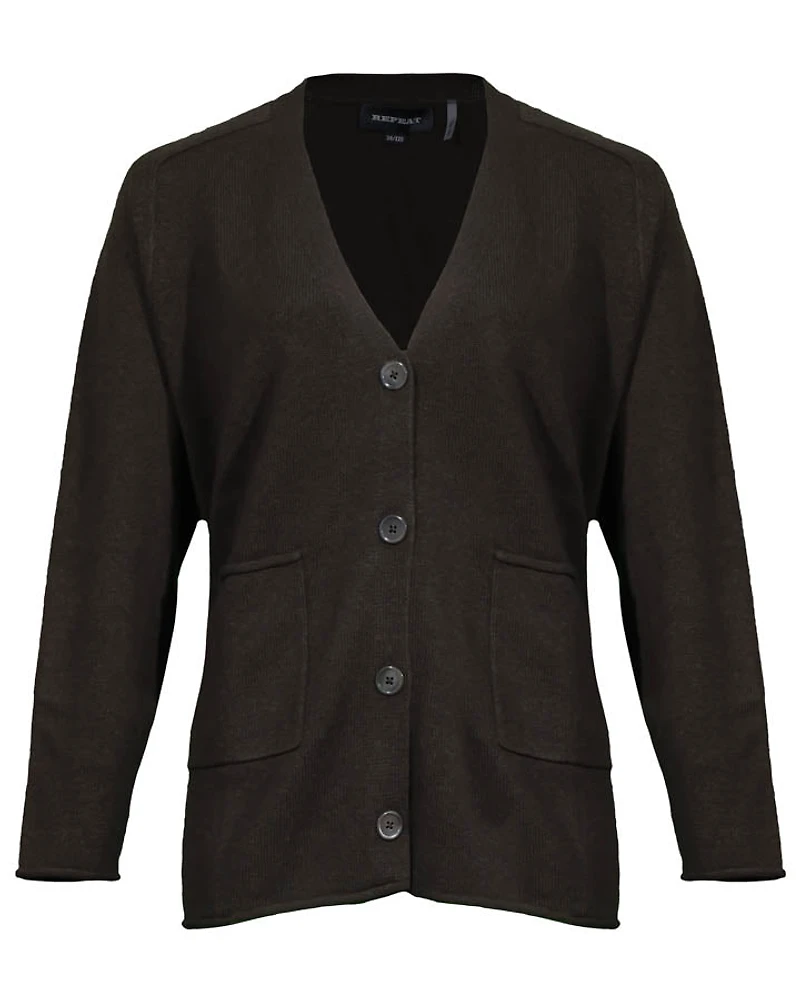 Repeat Wool Cashmere Deep V-Neck Cardigan