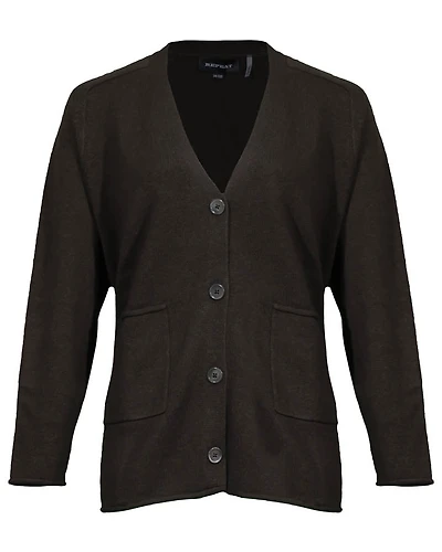 Repeat Wool Cashmere Deep V-Neck Cardigan