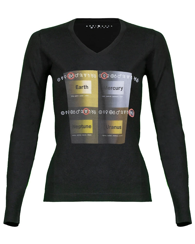 Suzi Roher Planets V-neck Victoria Tee