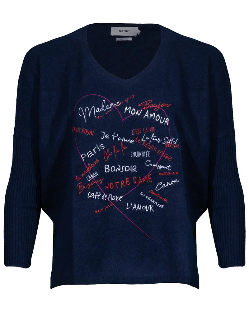 Notshy Cashmere Lilly Graphic Poncho Pullover