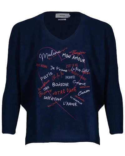Notshy Cashmere Lilly Graphic Poncho Pullover