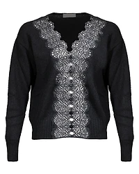 Purotatto Lace Trimmed Wool Silk Cardigan