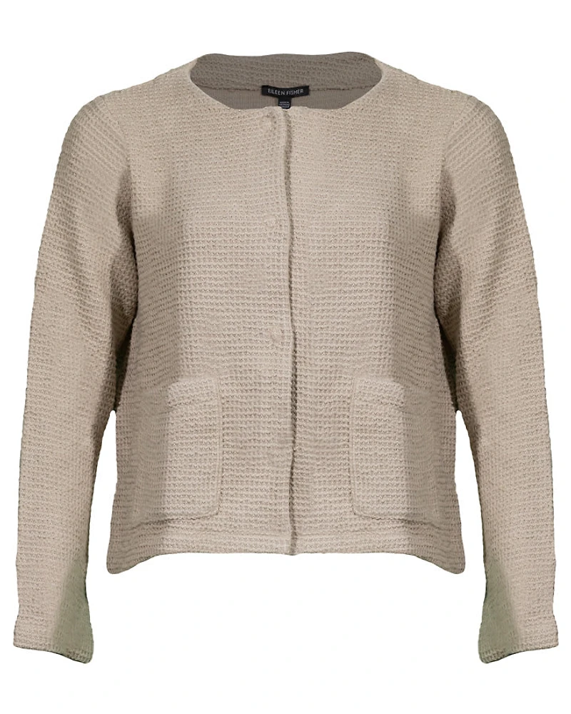Eileen Fisher Cotton Boucle Round Neck Jacket
