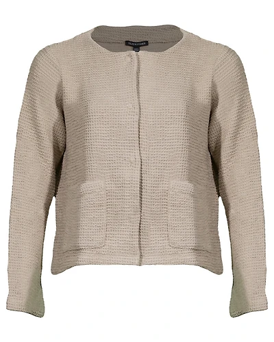 Eileen Fisher Cotton Boucle Round Neck Jacket