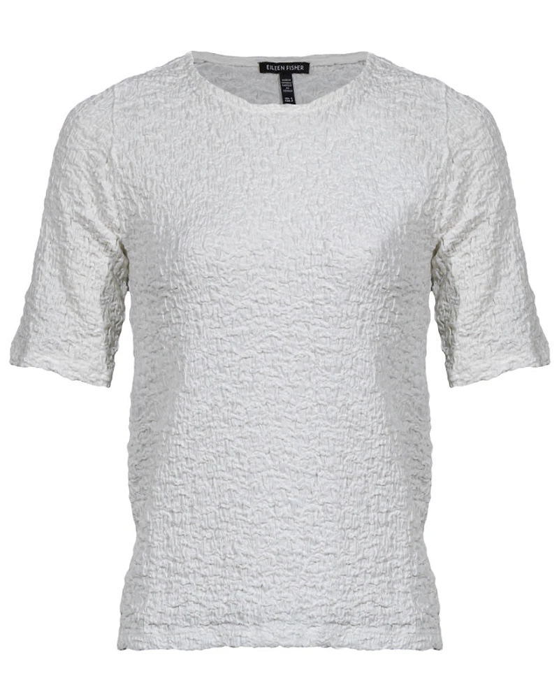 Eileen Fisher Bubble Jacquard Crew Neck Top