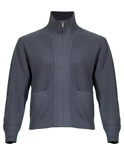 Purotatto Ribbed Zip Front Wool Cashmere Cardigan