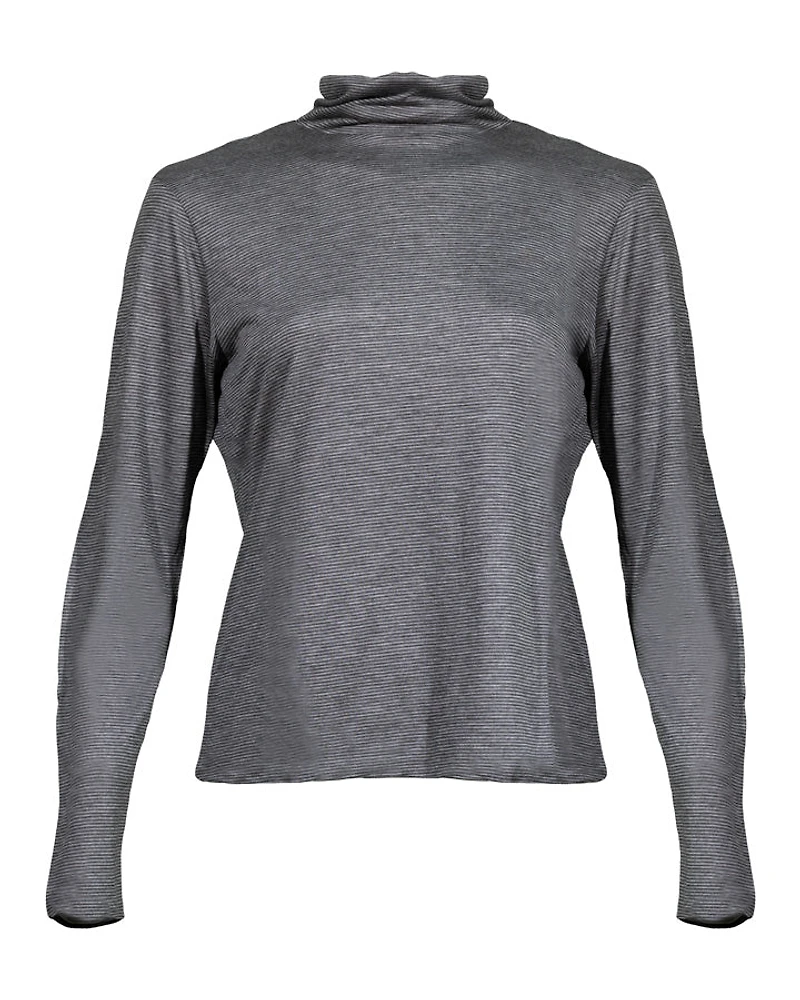 Purotatto Reversible Fine Striped Turtleneck