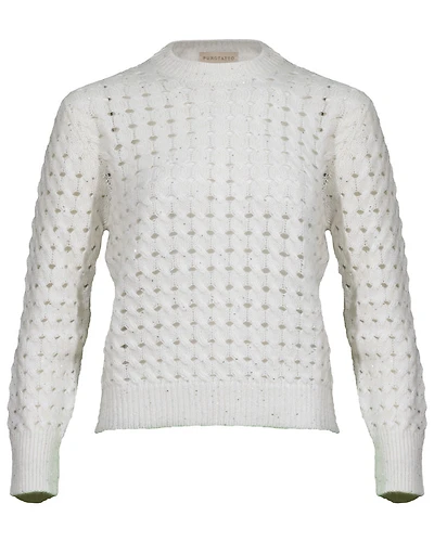 Purotatto Round Neck Loose Weave Knit With Sequins