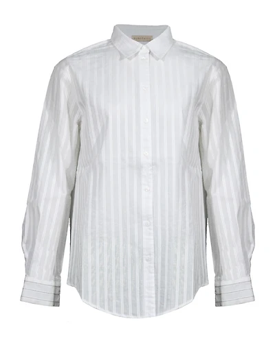 Purotatto Pinstripe Cotton Button Up Blouse