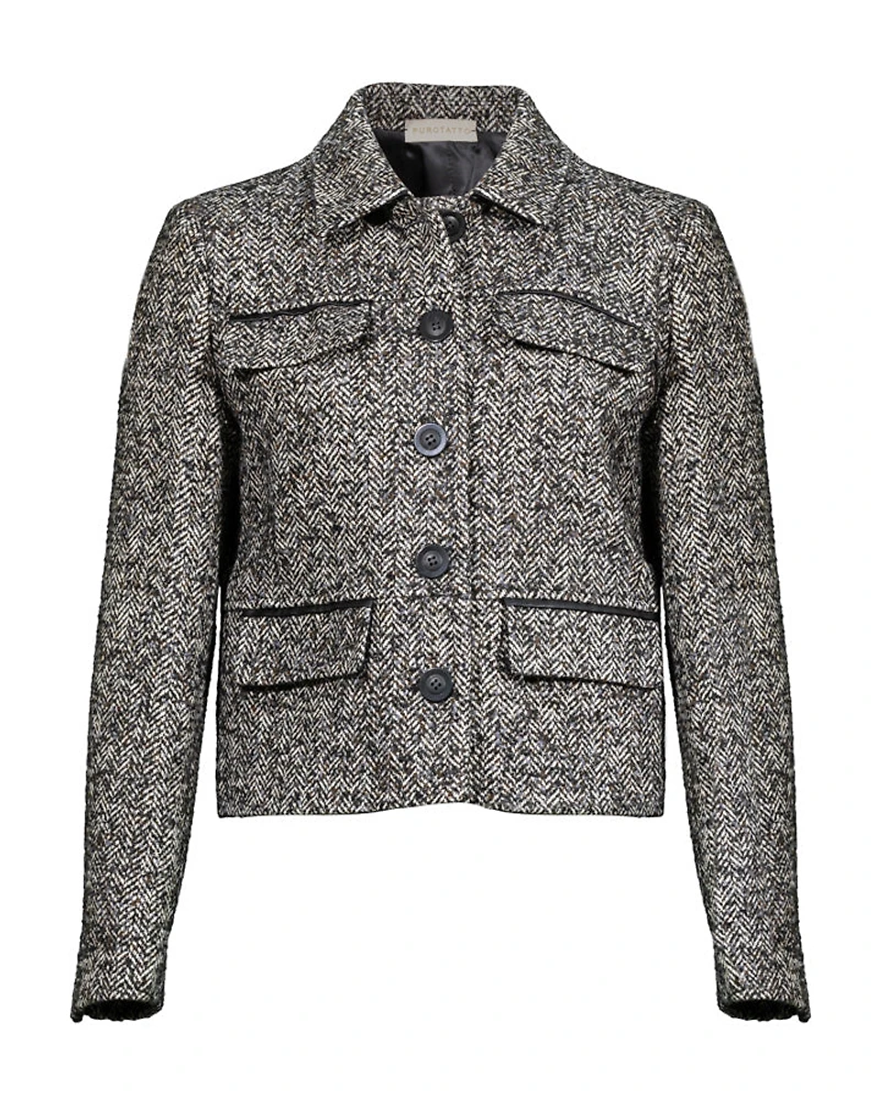 Purotatto Short Tweed Button Front Jacket