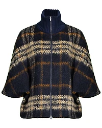 Purotatto Zip Front Plaid Crepe Jacket