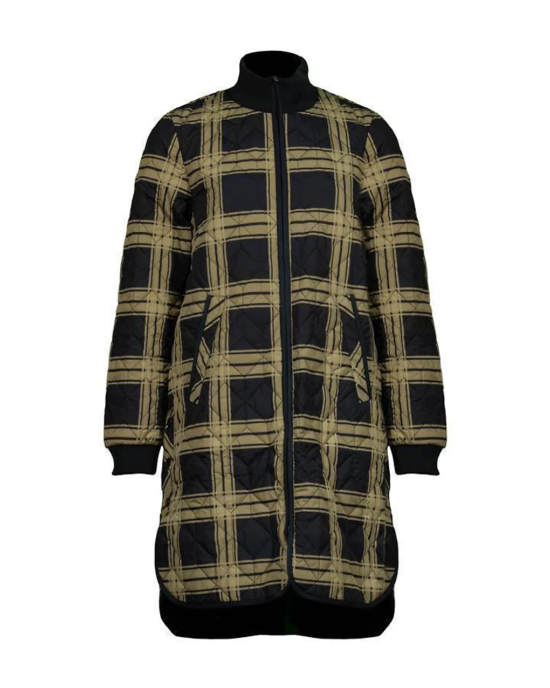 Ilse Jacobsen Long Quilted Check Print Coat