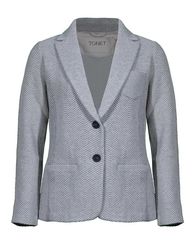 Tonet Fine Chevron Knit Two Button Jacket