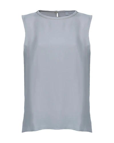 Tonet Sleeveless Silk Shell With Metallic Trim