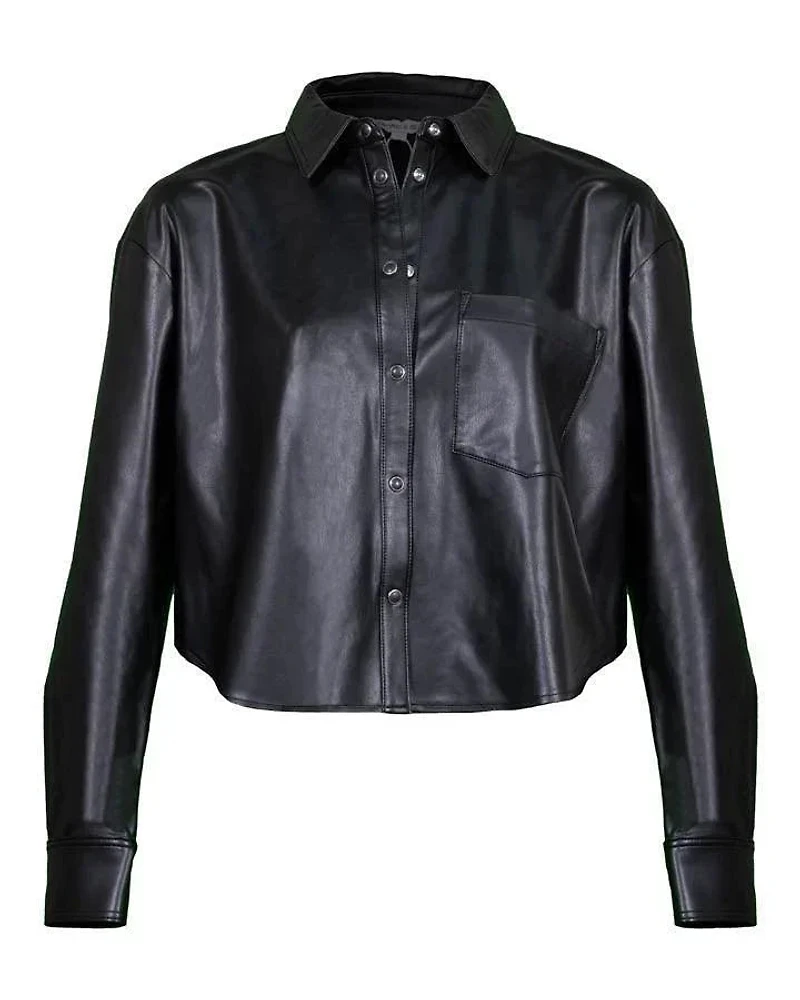 Veronica Beard Aderes Faux Leather Shirt