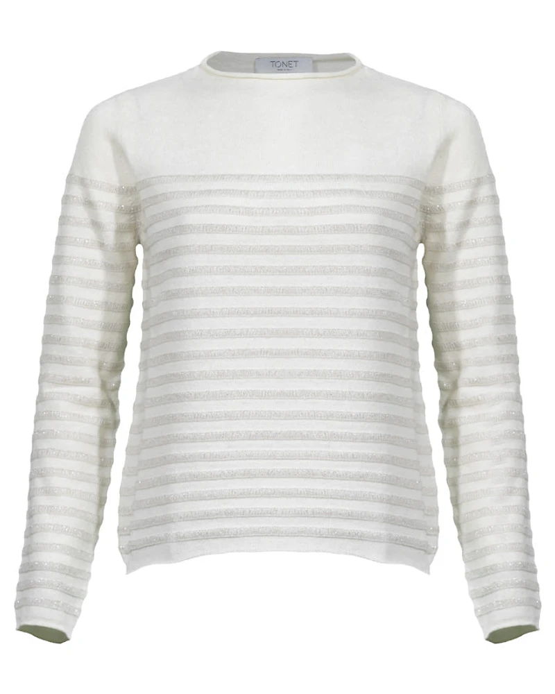 Tonet Long Sleeve Knit With Metallic Stripe