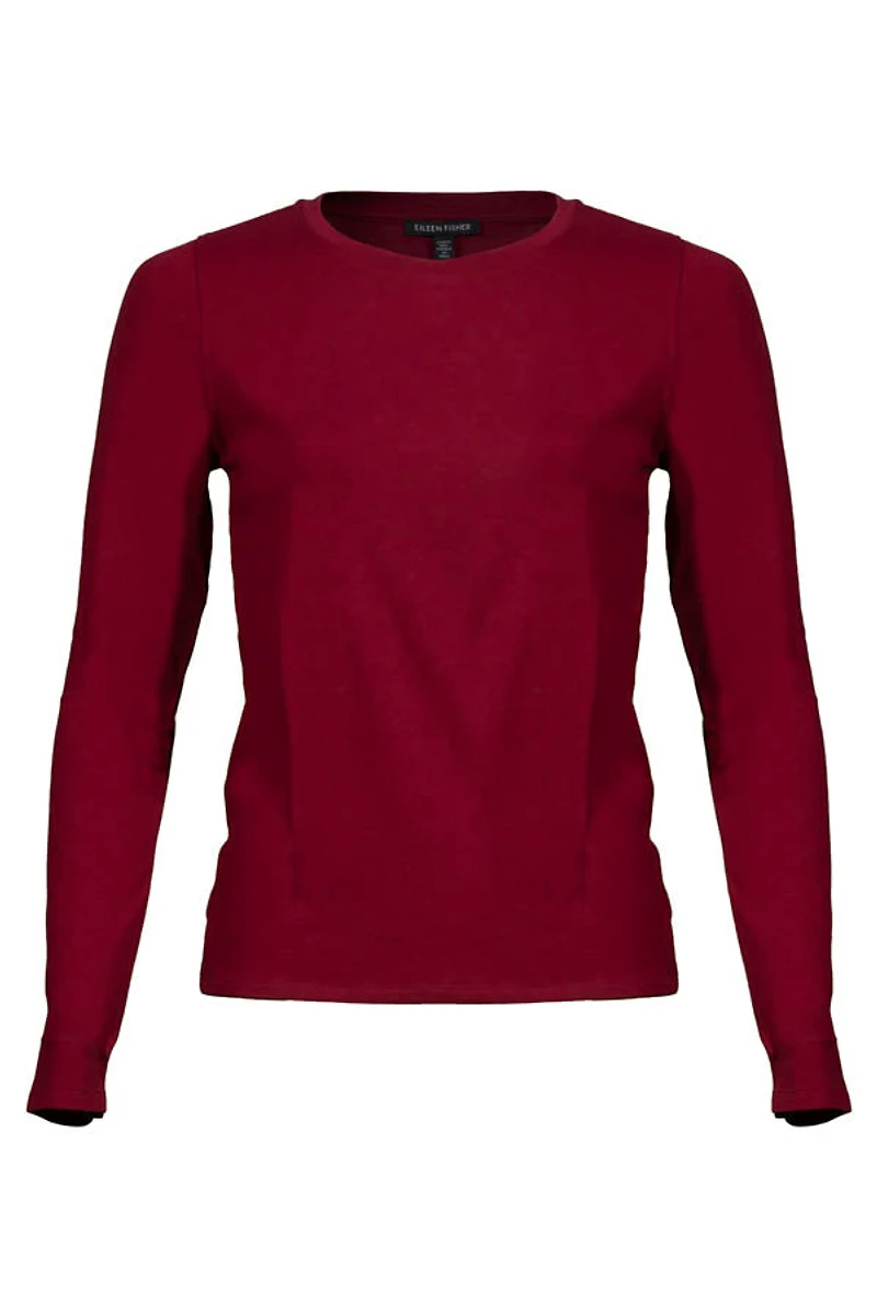 Eileen Fisher Round Neck Sheer Knit Tee