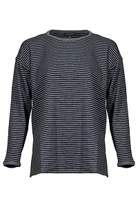 Eileen Fisher Striped Cozy Brushed Terry Long Box Top