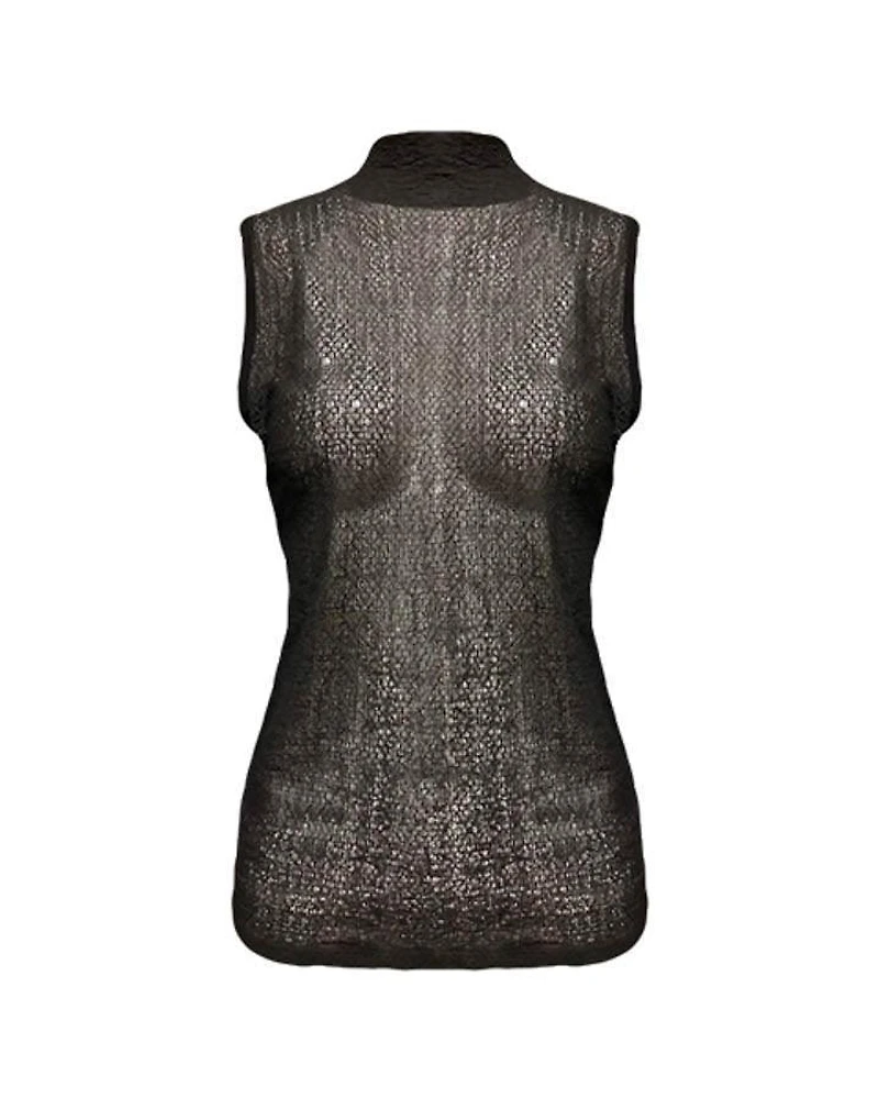 Frame Textured Pattern Mesh Tank Top