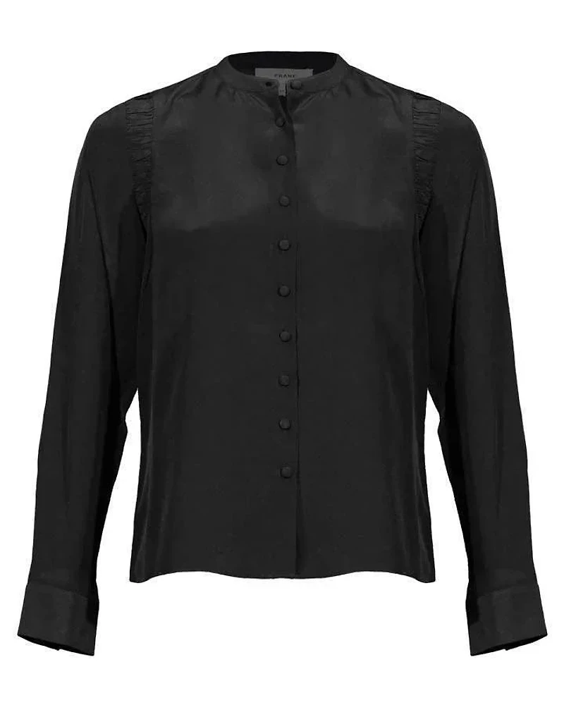 Frame Shirred Shoulder Inset Blouse