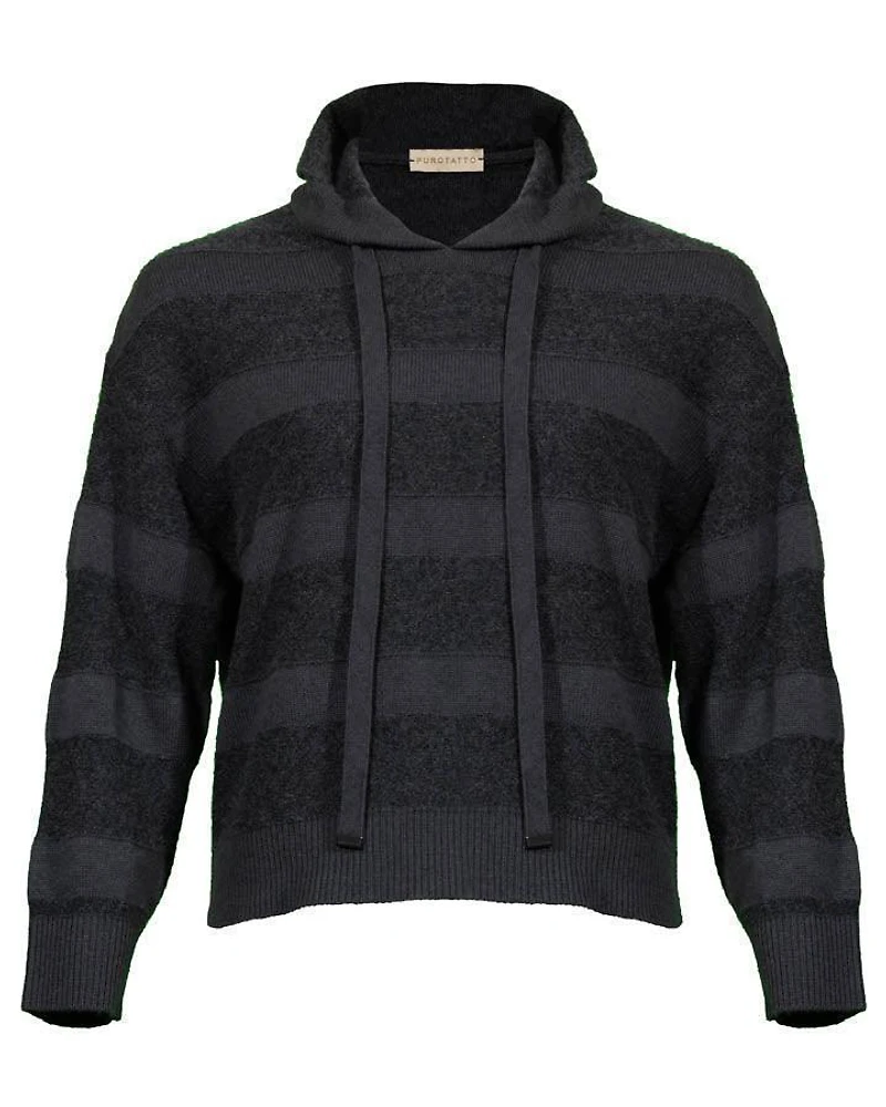 Purotatto Striped Sequin Hooded Pullover