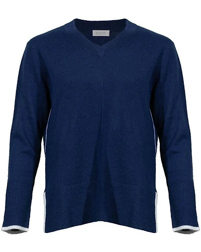 Kinross Easy Hi Low Tipped Vee Pullover