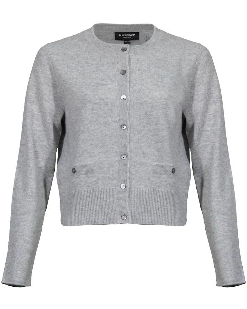 Repeat Cashmere Silver Grey Cardigan