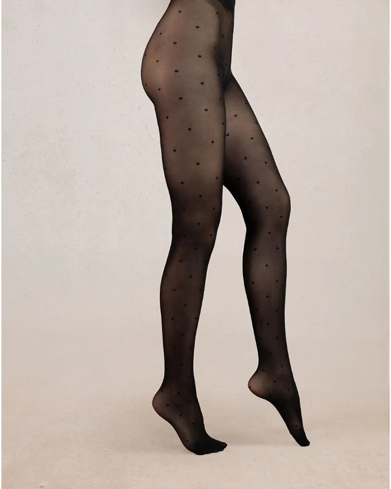 Bleu Foret Semi-Opaque 30D Polka Dot Tights