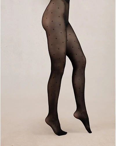 Bleu Foret Semi-Opaque 30D Polka Dot Tights