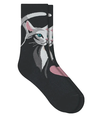 Bleu Foret Cat Pattern Socks