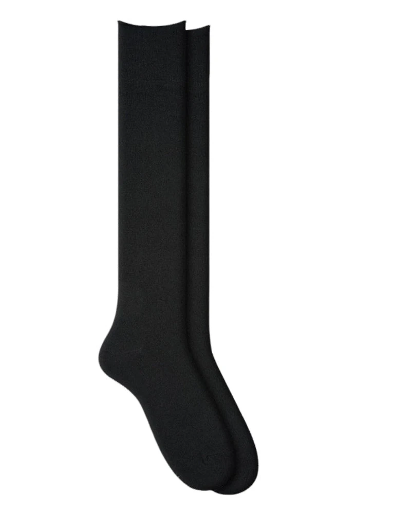 Bleu Foret Fine Wool Cotton Inside Knee Highs