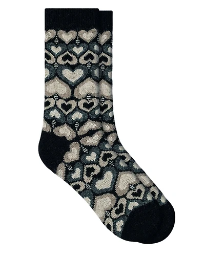 Bleu Foret Heart Pattern Cashmere Socks