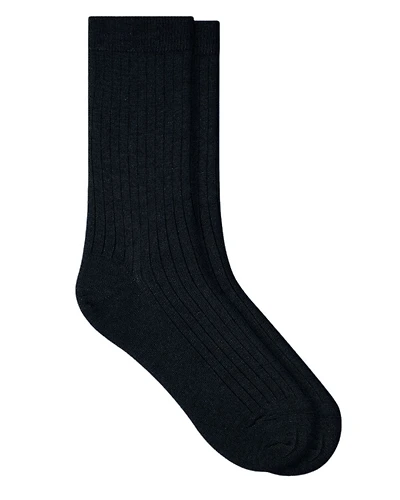 Bleu Foret Robbed Wool Silk Socks