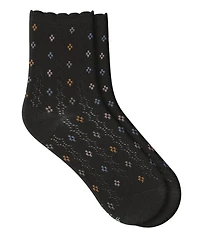 Bleu Foret Open Work Small Diamond Pattern Socks