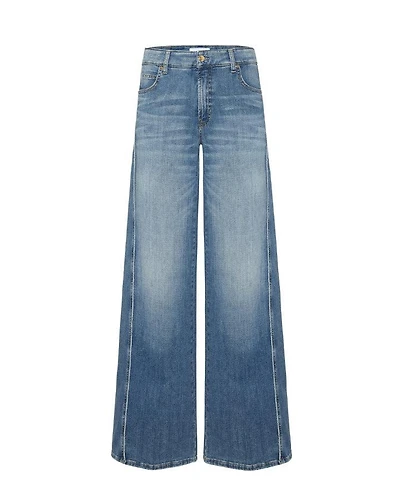Cambio Palazzo Patch Wide Leg Denim Jeans