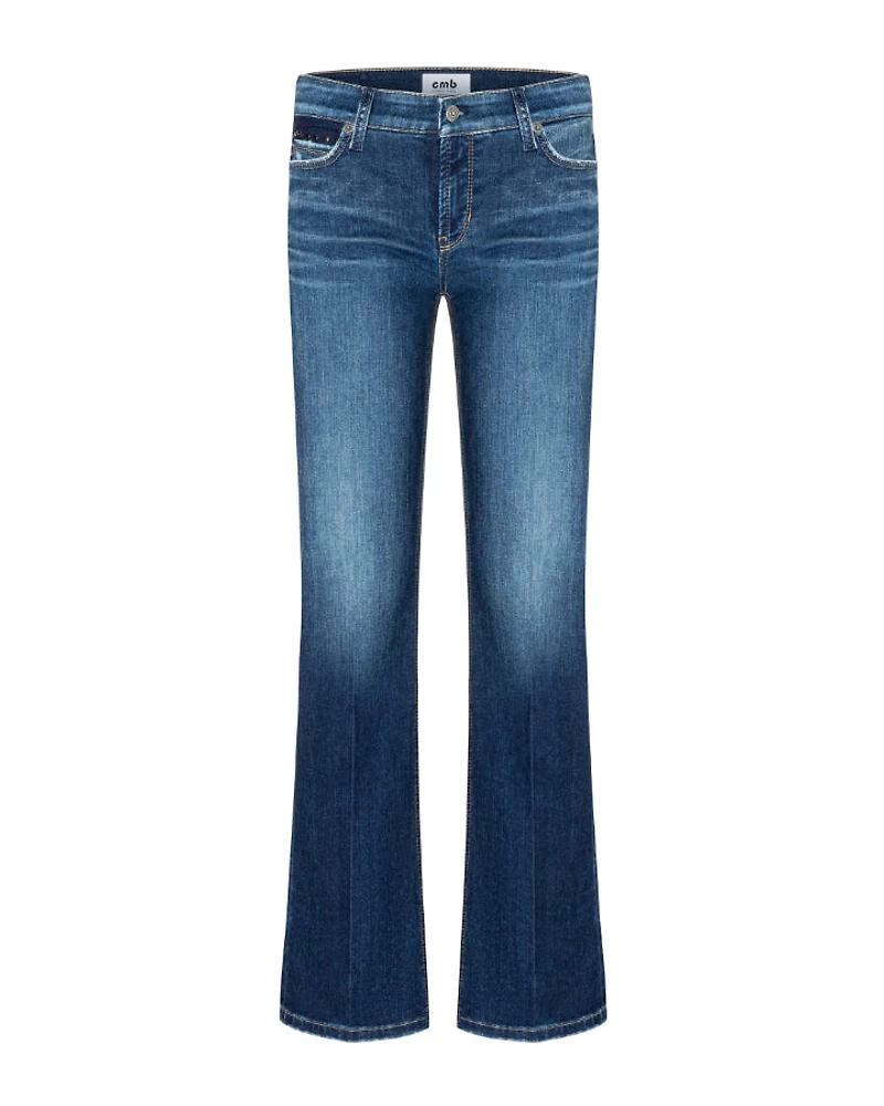 Cambio Paris Flared Blue Denim Ankle Jean