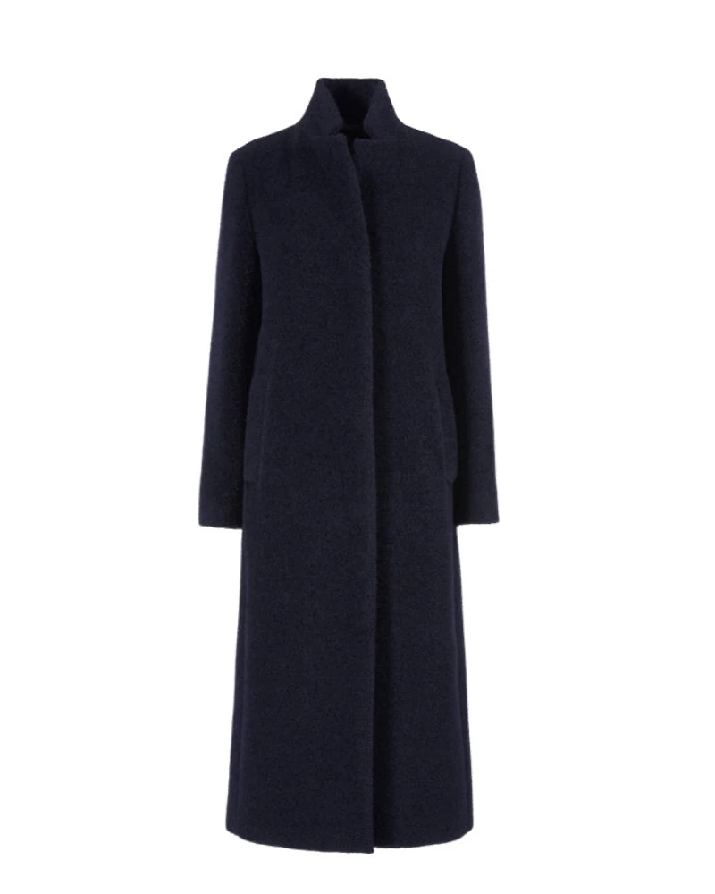 Cinzia Rocca Wool-Alpaca Navy Maxi Coat