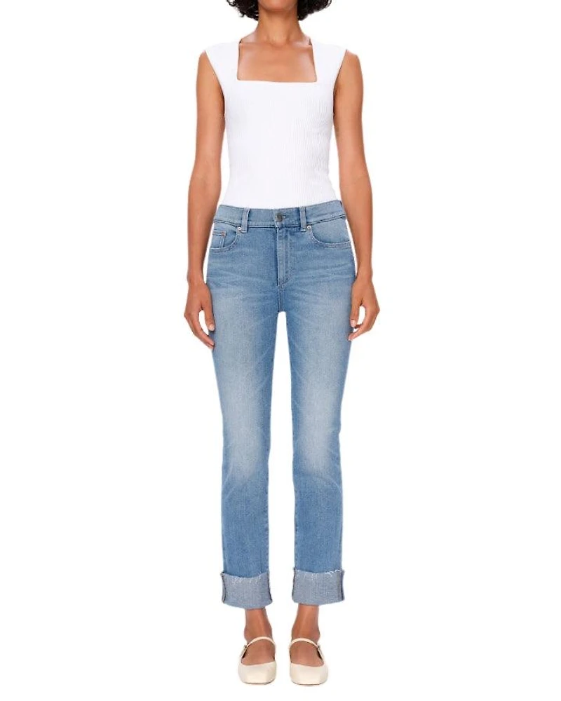 DL1961 Mara Mid Rise Straight Cuffed Hem Ankle Jean