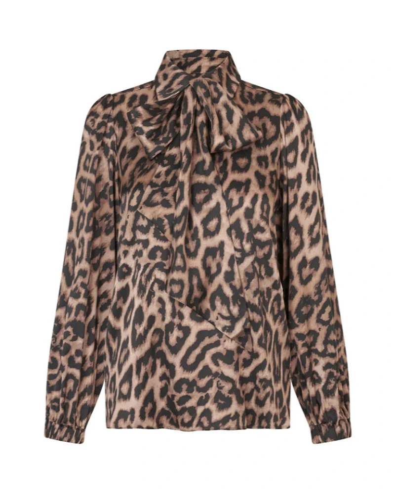 Dea Kudibal Kikki Animal Print Tie Neck Blouse