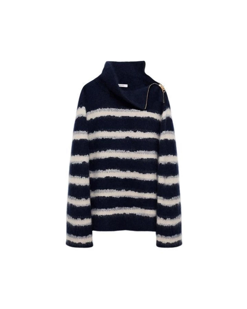 Dorothee Schumacher Fluffy Statements Stripe Zip Turtleneck