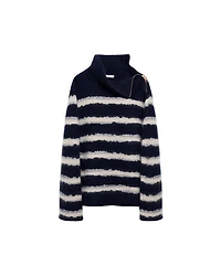 Dorothee Schumacher Fluffy Statements Stripe Zip Turtleneck