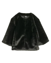 Echo Collarless Faux Fur Jacket With Raglan Sleeves