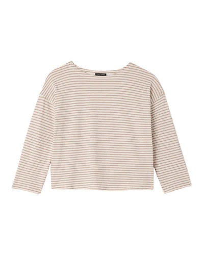 Eileen Fisher Striped Organic Cotton Slub Bateau Neck Top