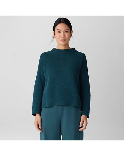 Eileen Fisher Funnel Neck Ribbed Texture Top