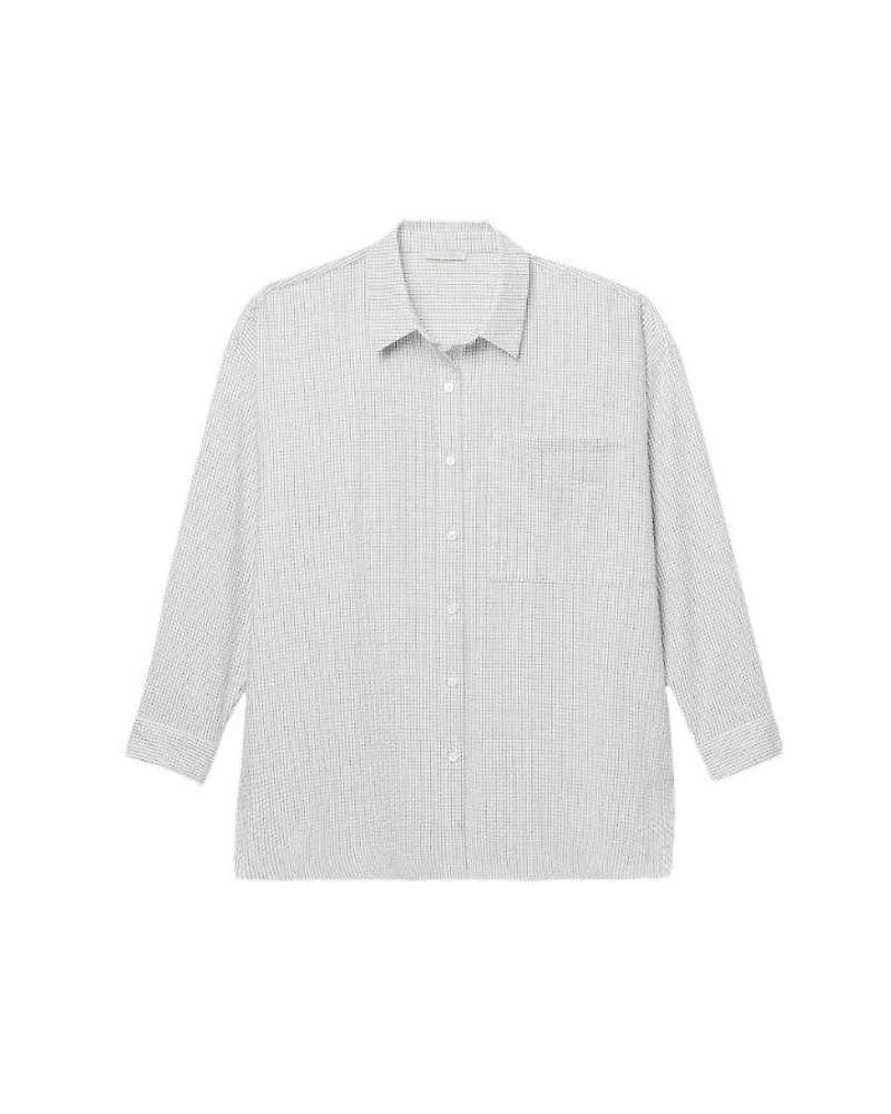 Eileen Fisher Cotton Ripple Checkered Shirt