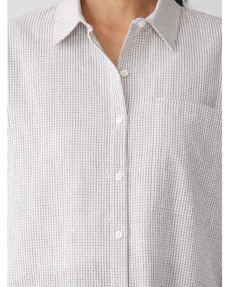 Eileen Fisher Cotton Ripple Checkered Shirt