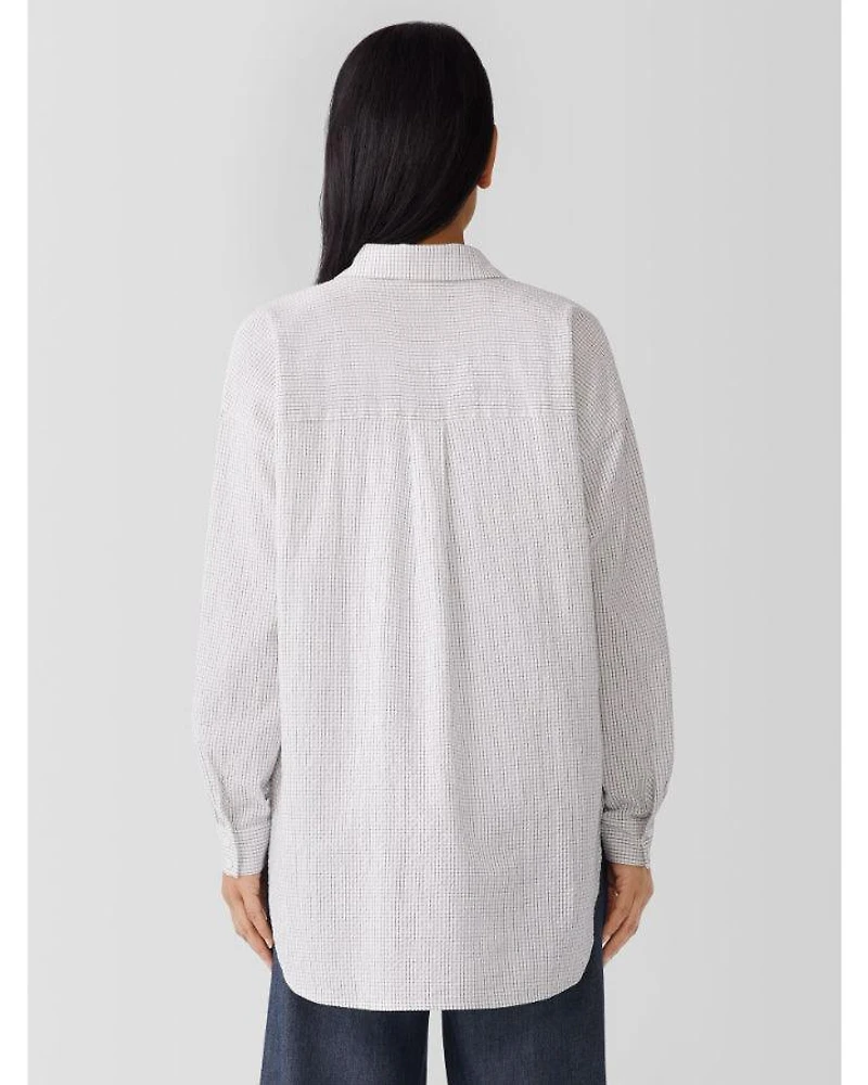 Eileen Fisher Cotton Ripple Checkered Shirt