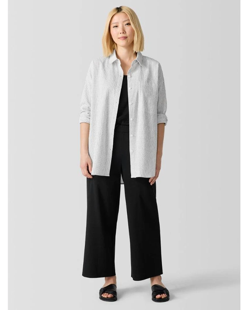 Eileen Fisher Cotton Ripple Checkered Shirt