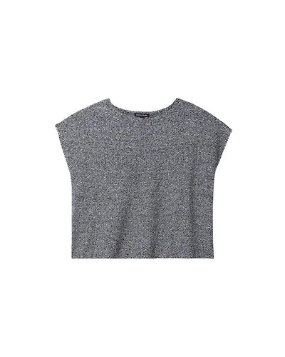 Eileen Fisher Crew Neck Box Top Black White