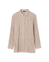 Eileen Fisher Crinkle Silk Classic Collar Shirt